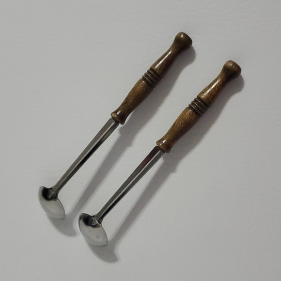 Vintage Condiment Spoons Mayo Ketchup Mustard Ladles Wood Handle Relish Server - Picture 3 of 4